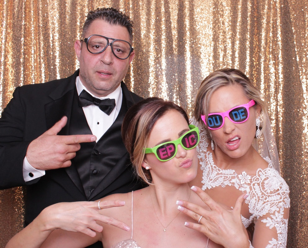 Wedding Photo Booth with Happy couple and maid of honor image